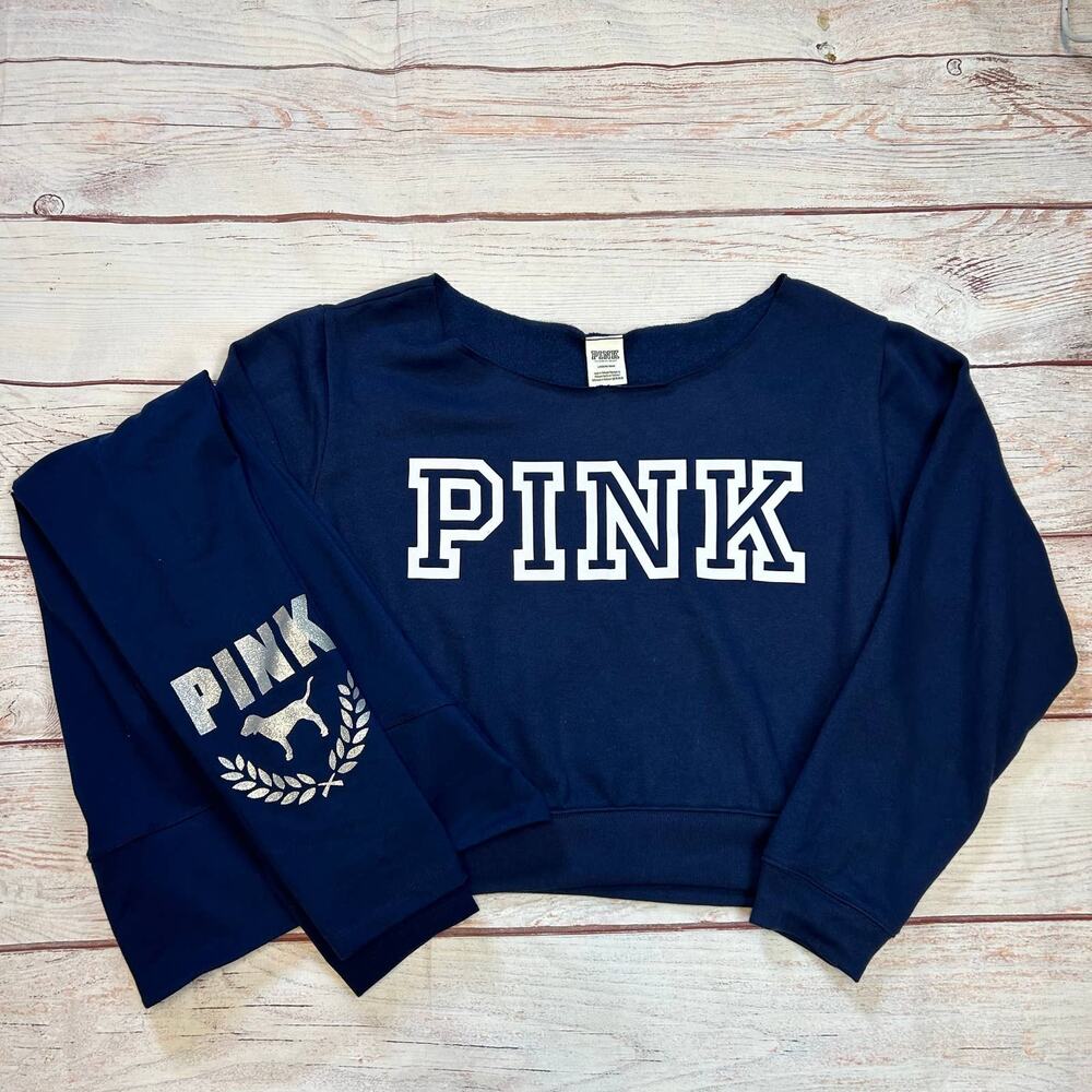 VS PINK Retired Set Off Shoulder Sweater & Glitter Leggings L